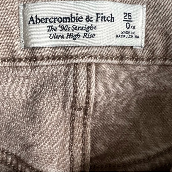 ABERCROMBIE & FITCH OAT / CREAM THE 90’S STRAIGHT ULTRA HIGH RISE JEANS SIZE 25 - Picture 13 of 13